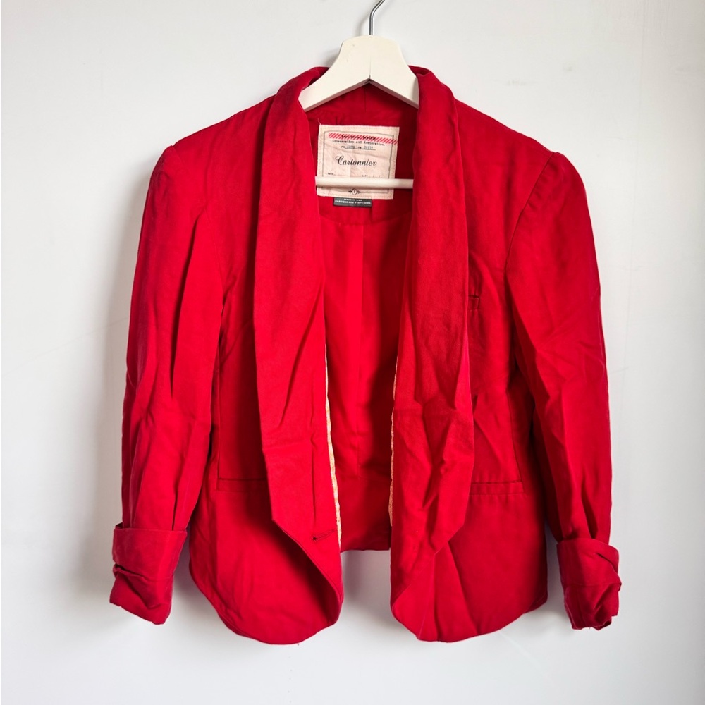Anthropologie Cartonnier Bold Red Blazer Size 2